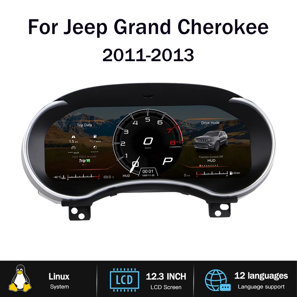 Digital Cluster Dashboard for Jeep Grand Cherokee 2011-2013 Dashboard Speedometer Supports Wireless CarPlay /Android Auto