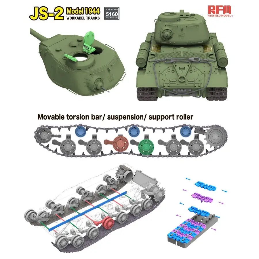 

RYE FIELD 5160 Soviet JS-2 Model 1944 Heavy Tank [Workable Tracks] Military Model Kit 1/35
