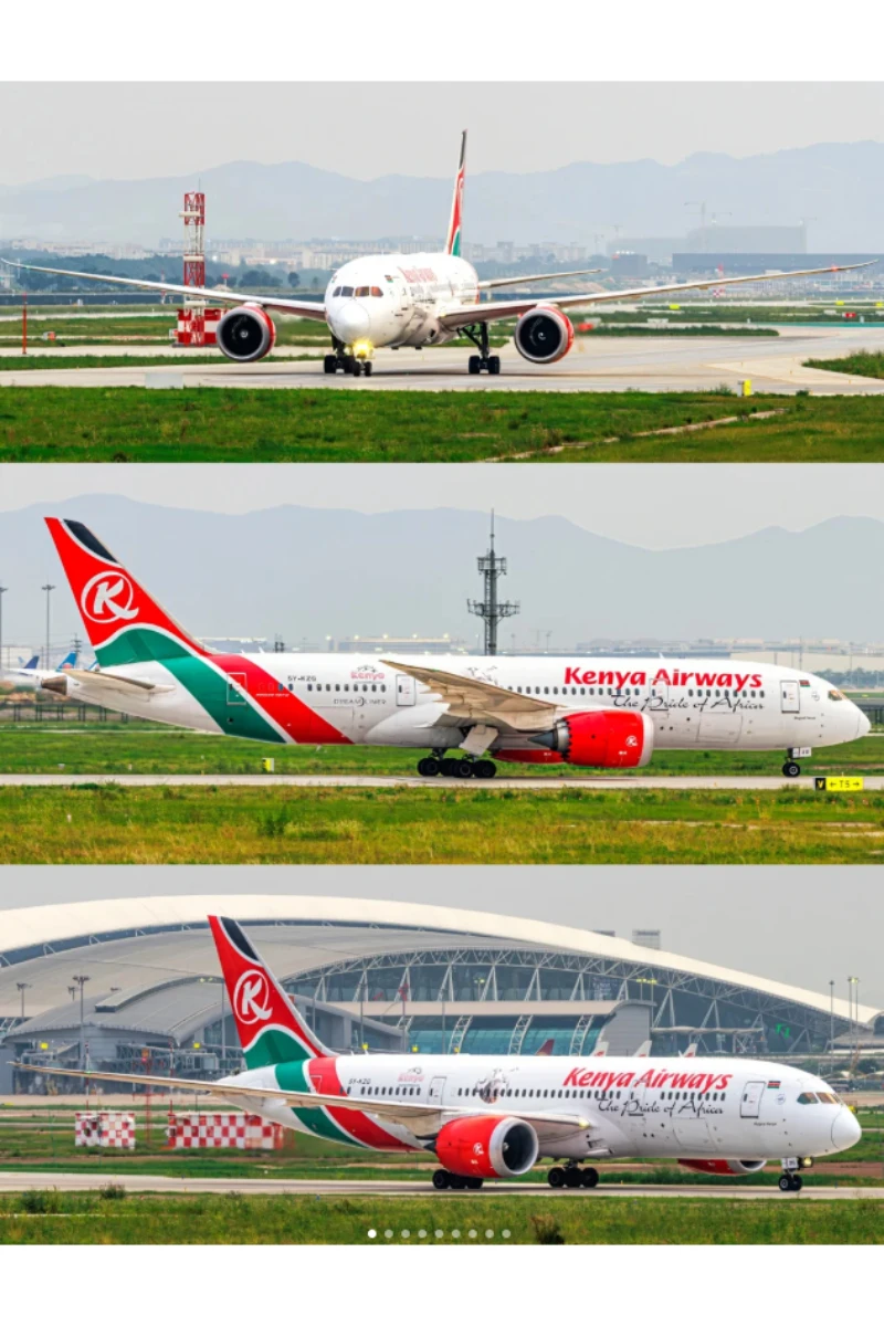 

1/85 Airplane B737 MAX Aircraft Africa Kenya Airways Airline W Light and Wheel Diecast Resin Plane Model Collection dISPLAY