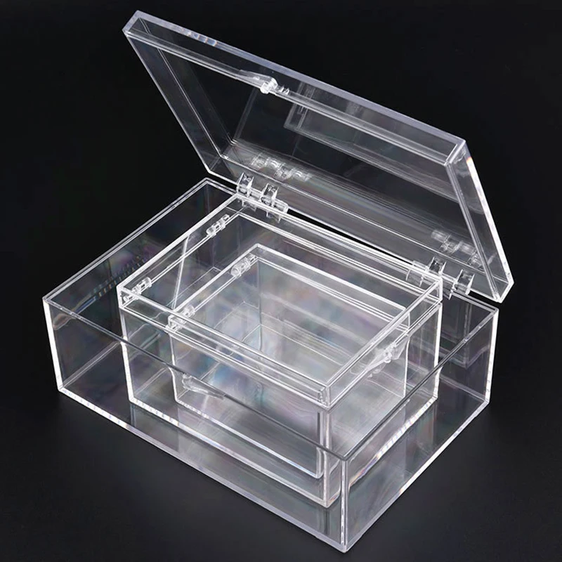 Transparent Plastic Small Box Square Collection Display Mini Jewelry/beads/crafts Storage Box Case Container Desktop Decoration