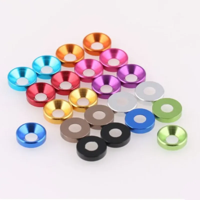 10pcs/lot aluminum countersunk washer m2 m2.5 M3 M4 M5 M6 M8 colourful Anodized Countersunk Head Bolt Washers Gasket