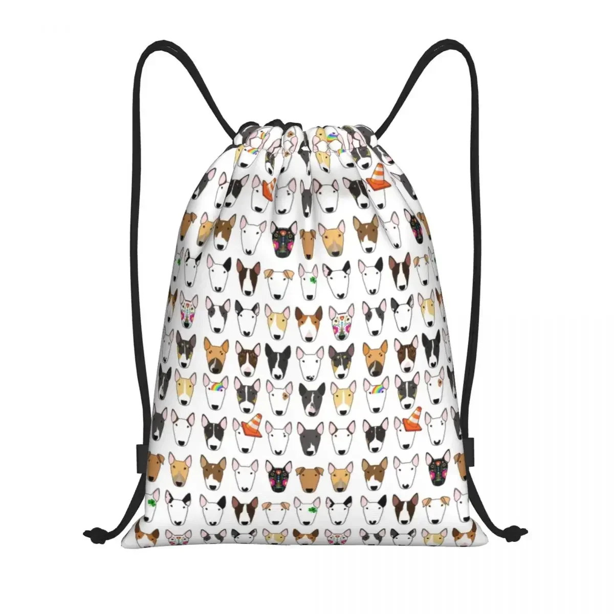 Bull Terrier Dog Repeat Pattern Drawstring Backpack Sports Gym Bag for Men Women Animal Shopping Sackpack