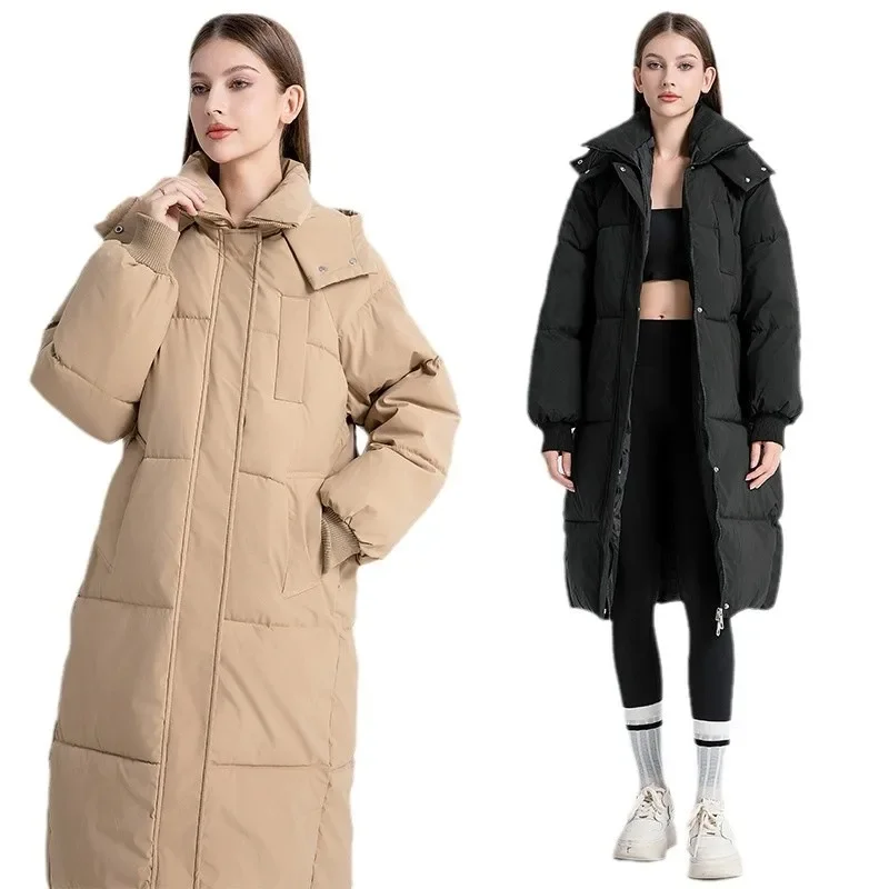 Manteau en duvet de coton épaissi russe pour femme, manteau long au genou, version coréenne, tendance hiver 2024, nouveau