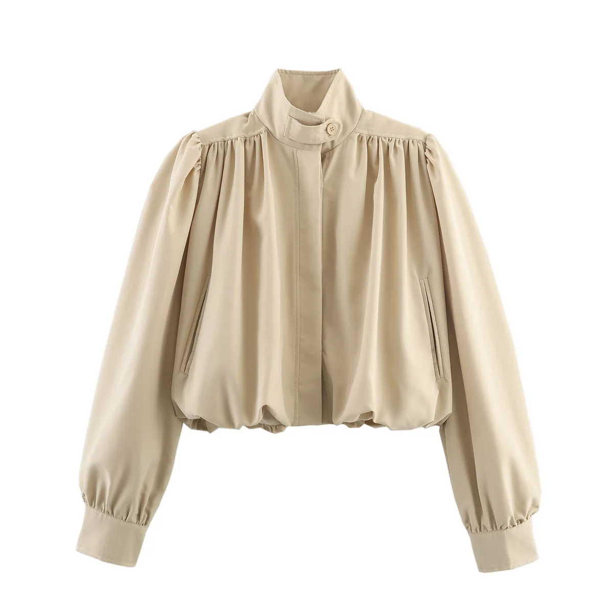 Withered French Fashion Retro Simple Pleated Jacket Jacket Top For Women Women's Jacket Woman Clothes Tops