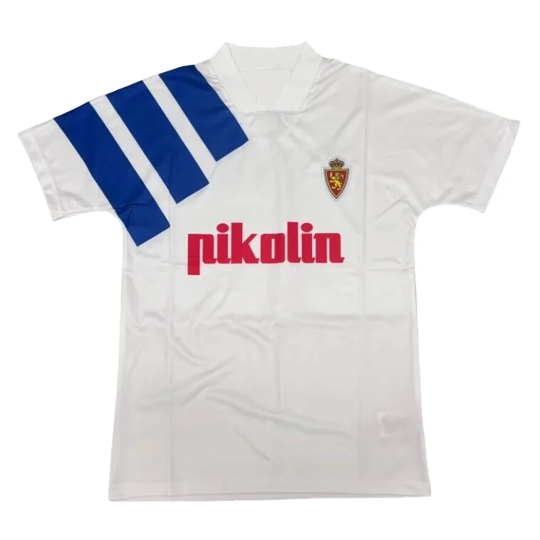 

Летний классический футбольный трикотаж в стиле ретро, мужская и женская одежда, настоящий трикотаж Zaragoza, дышащая быстросохнущая мотоциклетная эластичная футболка