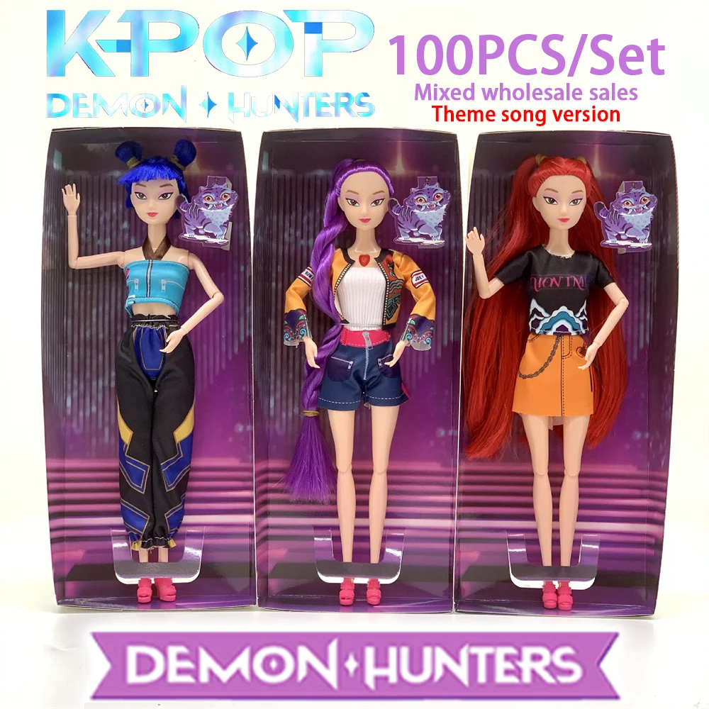 

100PCS KPOP Demon Hunters Action Figures Theme Song Version Anime Rumi Zoey Mira Model Doll Kids Toys Gift Mixed Wholesale Sales