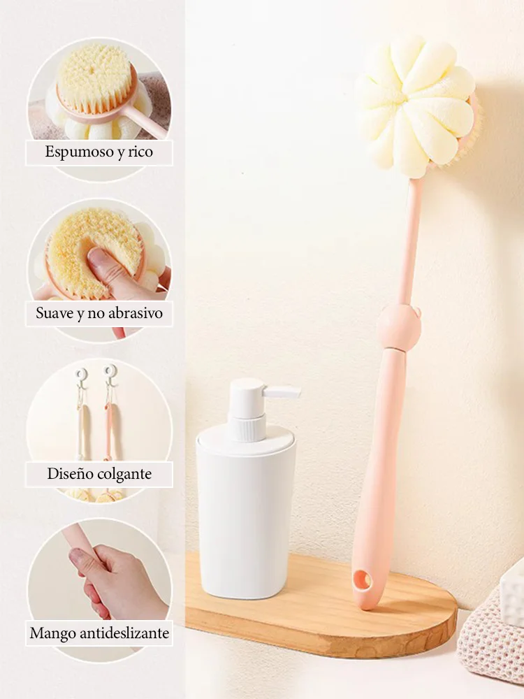 Two sided Shower Body Brush Silicone Long Handle Bathroom Wash Brush Bathing Massage Back Body Exfoliating Brush Bath Supplies