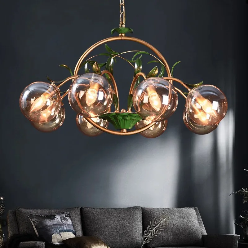 

AiPaiTe LED Scandinavian Golden Glass Magic Bean Chandelier for Minimalist Home Decor, Hallway Chandelier