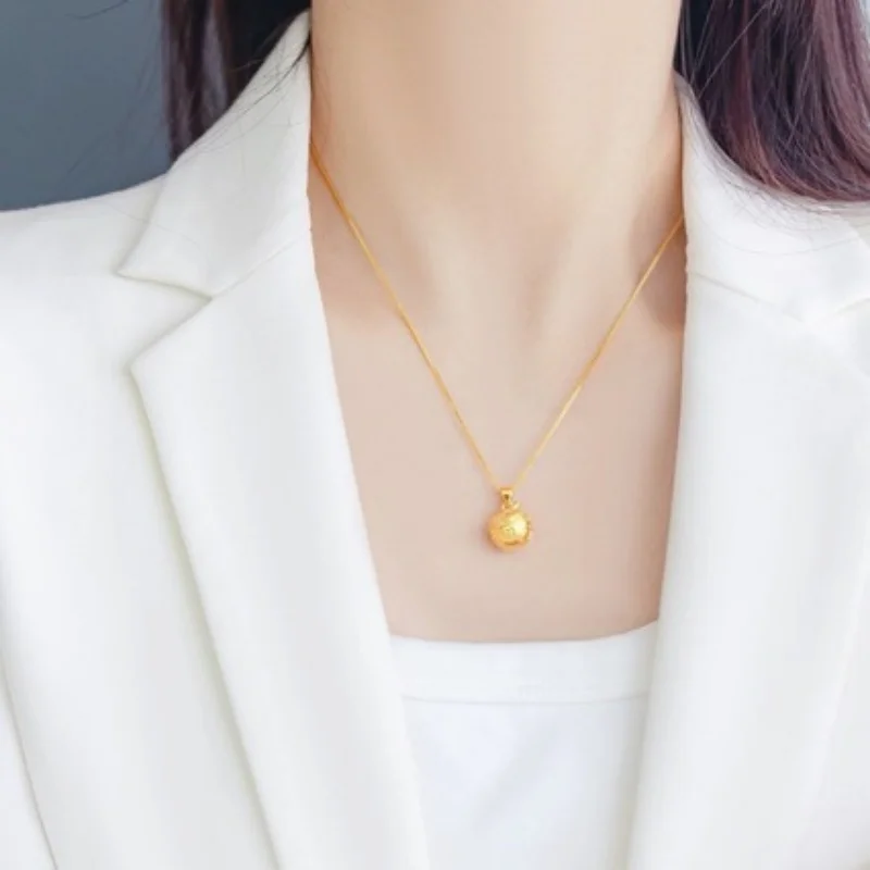 Cute Young Youth Get Rich Quick Good Luck Simple Apple Fashion Jewelry Alluvial Gold Ladies' Classic Necklace Pendant New 2024