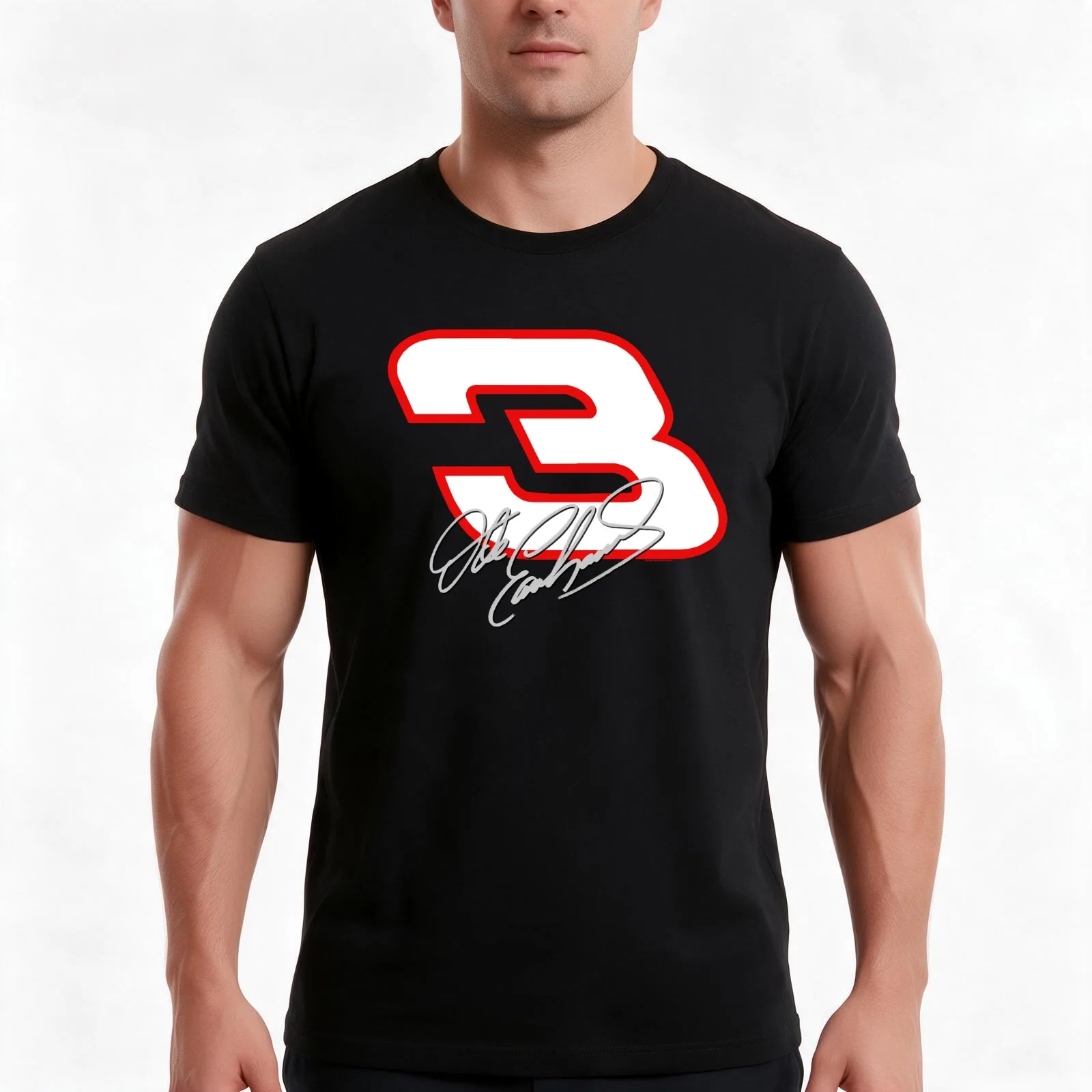 EARNHARDT SR. T-Shirt, Summer Casual Cotton Tee, Oversized Streetwear Tops, Vintage Graphic Print, Loose Fit Short Sleeve