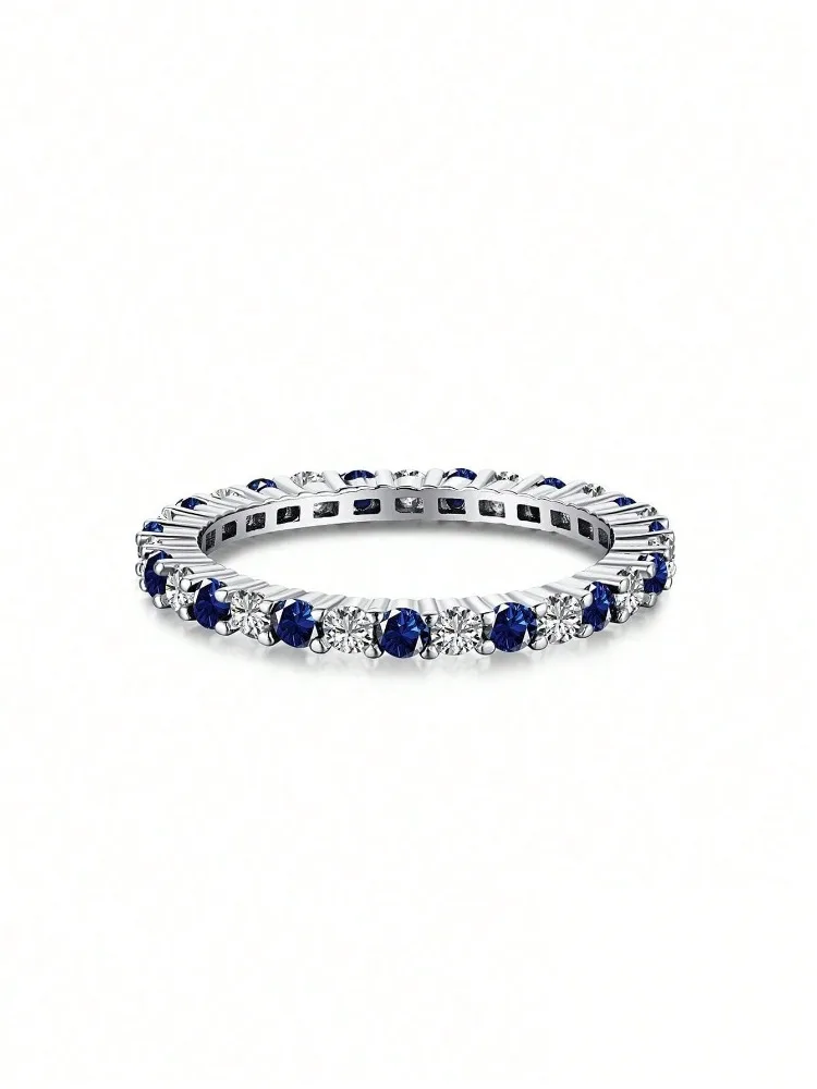 Women's 925 Sterling Silver Multicolored Full Zircon Stackable Ring