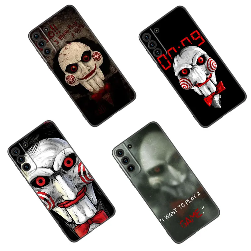 The SAW Horror Film Black Silicone Phone Case For Samsung Galaxy S23 S21 S20 FE S24 S22 Ultra S10E S10 S9 S8 Plus