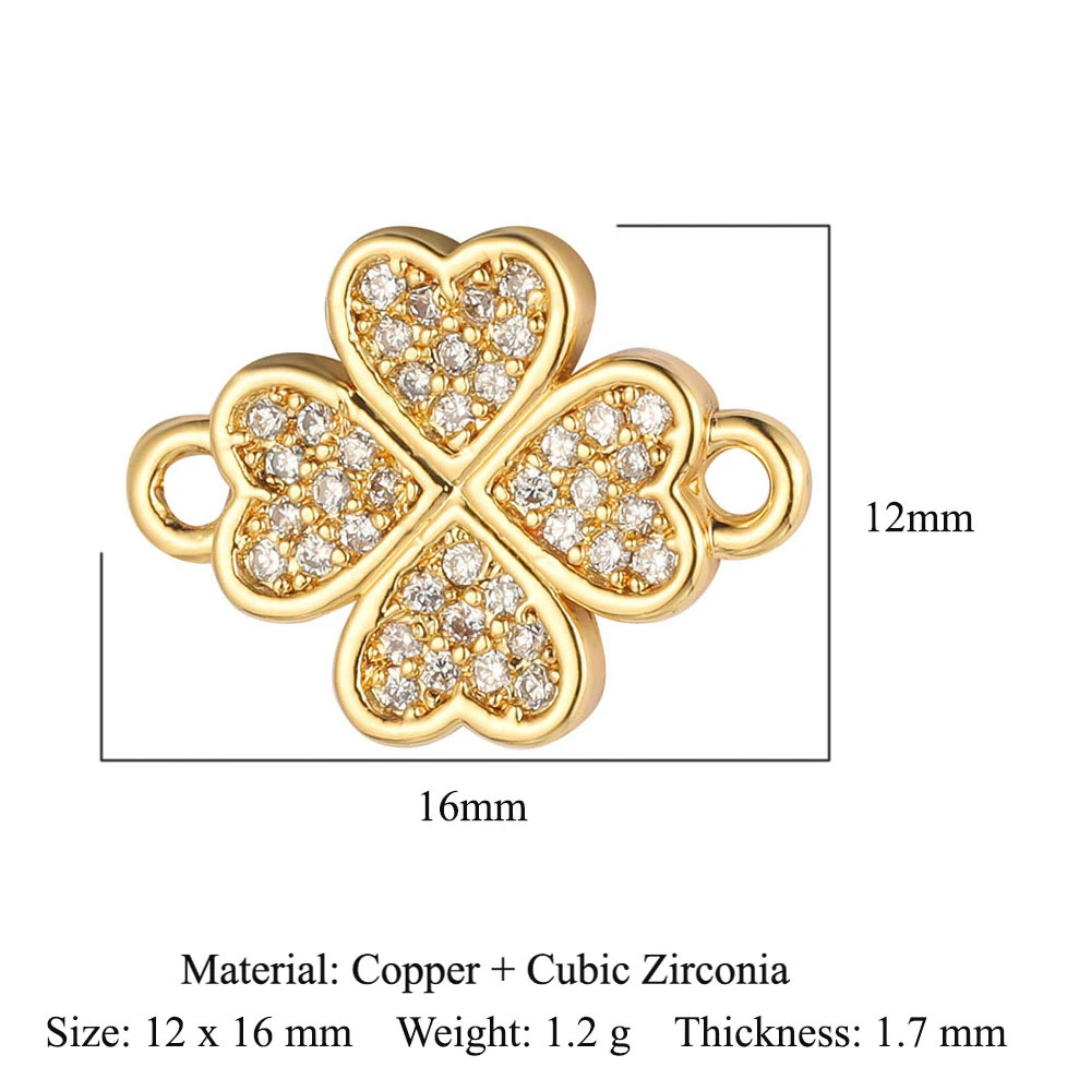 Trendy Cubic Zirconia Crystal Four Leaf Clover Lucky Charm Bracelet Women Zircon CZ Stones Gold-plated Brass Red String Bracelet