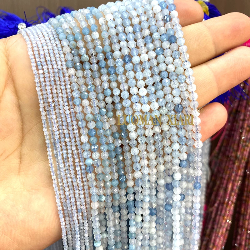 2 3 4MM Faceted Round Natural Stone Ruby Sapphire Loose Spacer Beads for Jewelry Making Diy Bracelets Accessories Charms