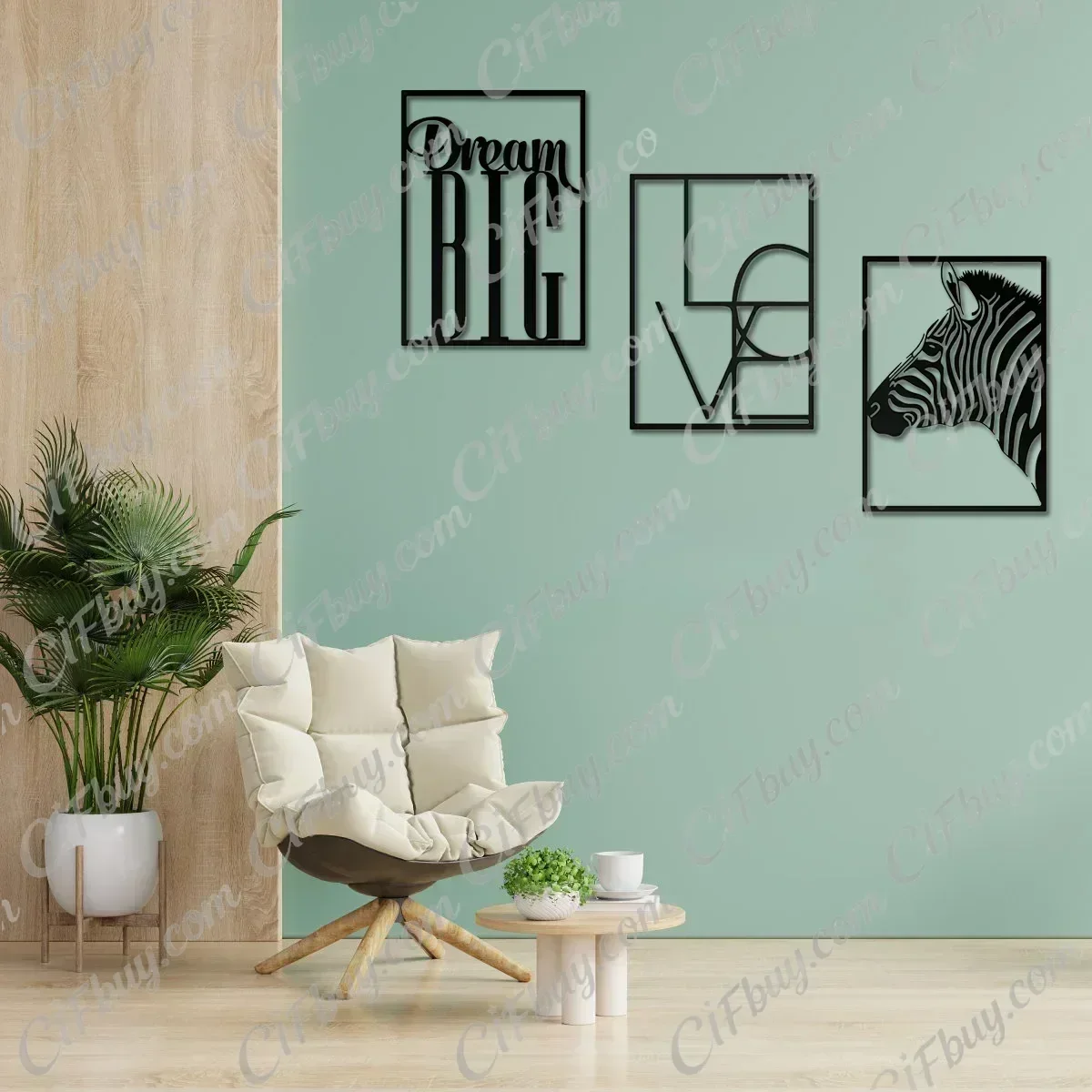 CIFBUY Minimalist Letters Animal Metal Wall Art Set Iron Hanging Decor Rust Proof Waterproof For Indoor Outdoor Home Office Livi