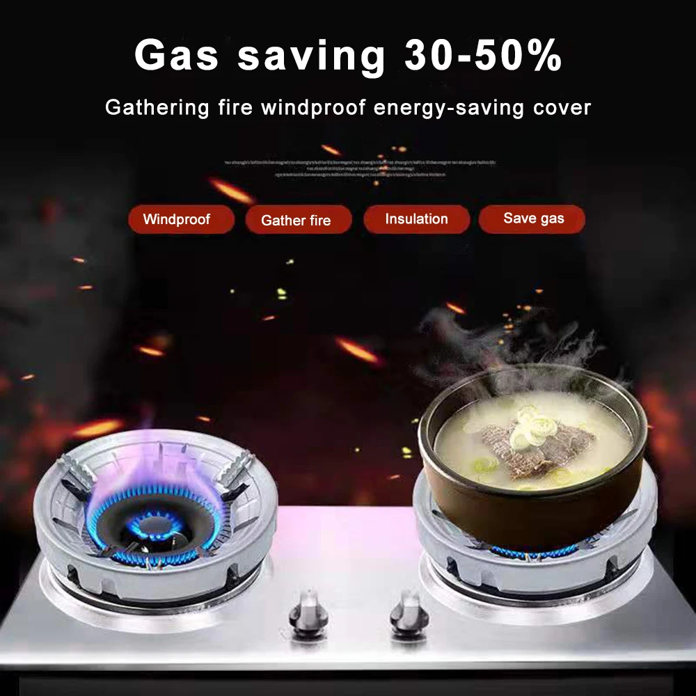 Espessamento De Ferro Inoxidável Fogão A Gás Anel, Energy Saving Cover, Fogo E Vento À Prova, Acessórios De Cozinha, 9 Buracos