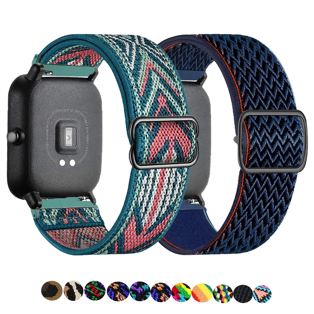 20mm/22mm band For Amazfit GTS 4 /2/2e/3/Mini/GTR 4/3/Pro/GTR2/47mm/42mm/stratos Nylon Elastic Watch Bracelet Amazfit bip strap