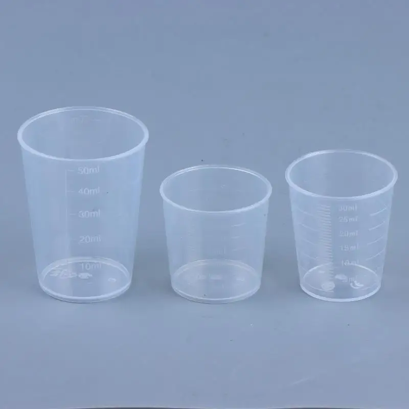 20PCS Clear Graduated Measuring Cup Mini Plastic Laboratory Beaker Scale Graduated Transparent Mixing Cup Kitchen Baking