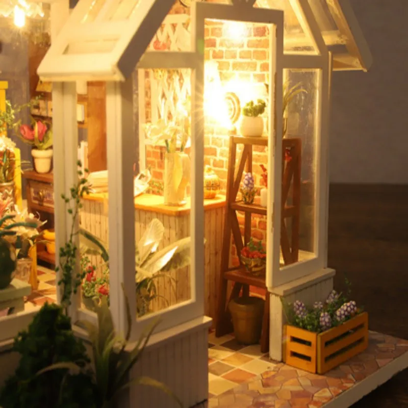 مجموعات منزل مصغرة ذاتية الصنع، كوخ حديقة الزهور الخشبية، نموذج للحرف اليدوية للبالغين، ديكور المنزل، هدايا عيد الميلاد للأصدقاء #3