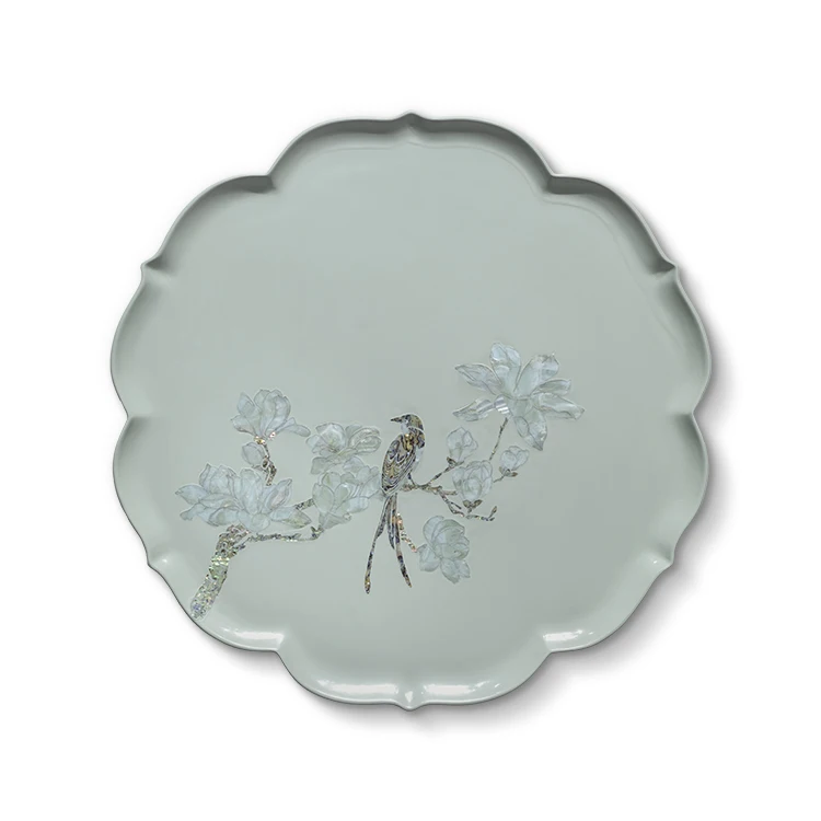 

New Collection Updated Lacquered Wood Carving Wall Art Handmade Painting with Mother-of-pearl Pieces for Living Room Decor