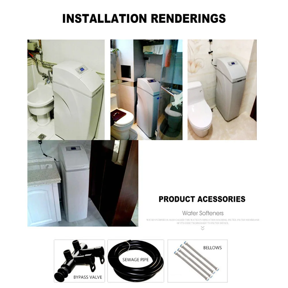 Amaciante de água integrado doméstico, purificador de água automático, descalcificação, banho, purificador de água, amaciante de água