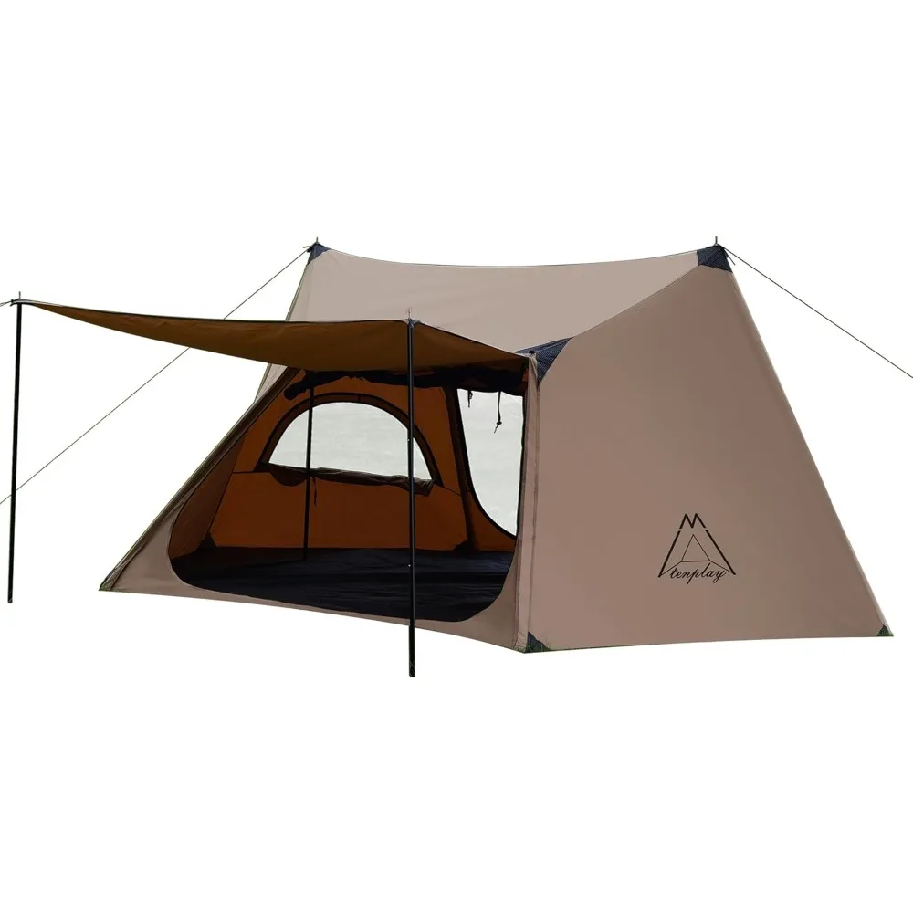 

210 GSM TC Canvas Shelter: Waterproof 500mm Camping Tent for 1-2 People with Double Door and Window