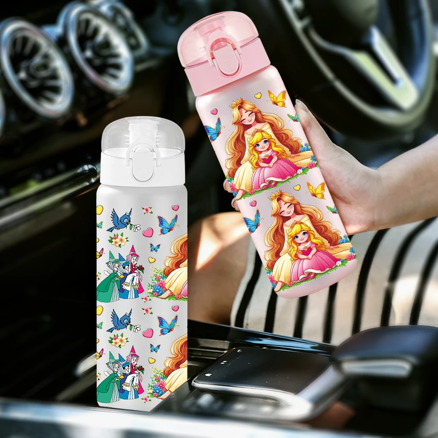 1 pezzo Disney Princess/fiore/modello 26 once bottiglia d'acqua in plastica tazza sportiva come regalo di compleanno/retro a scuola