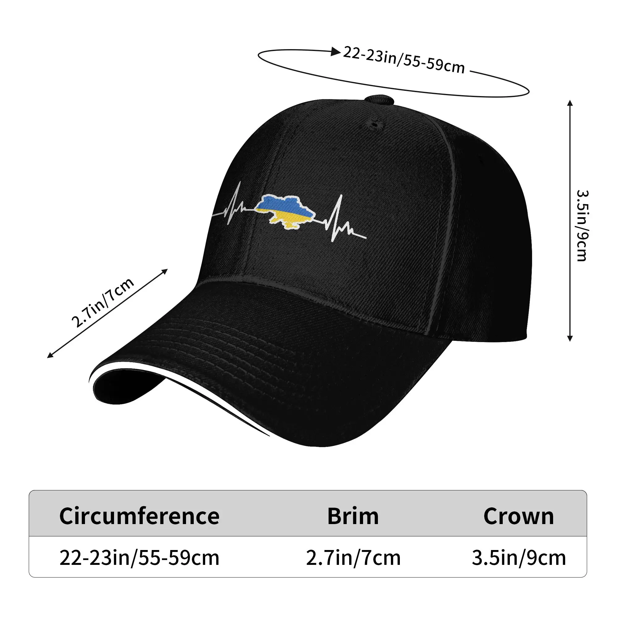 Ukrainian Flag My Heart Beats For Ukraine  Casual Baseball Cap Summer  Trucker Hat Snapback Cap Couple Women Cool Baseball Caps