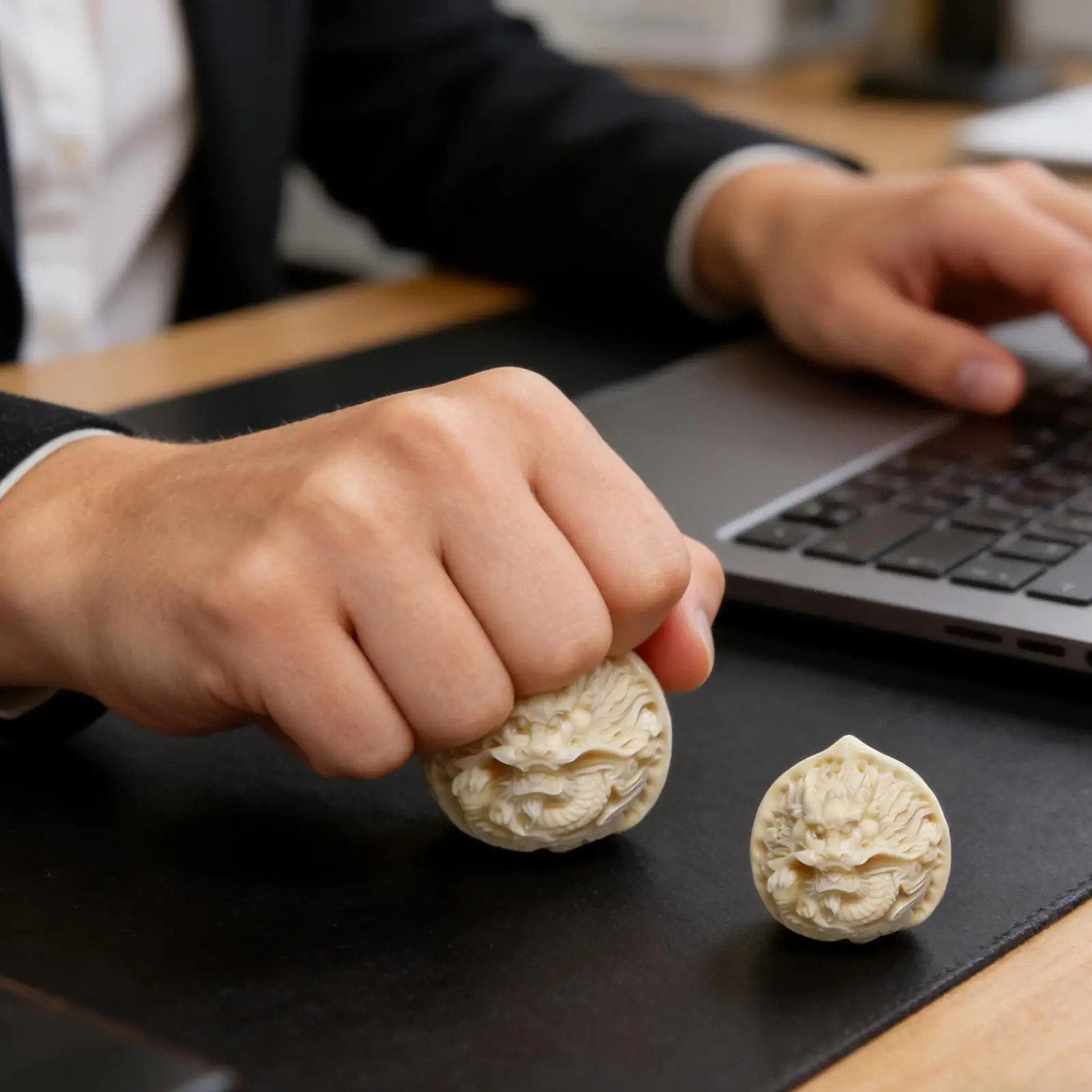 

High-quality walnut finger toy, improves hand dexterity, beneficial for senior health, handheld walnut wood stress-relieving toy