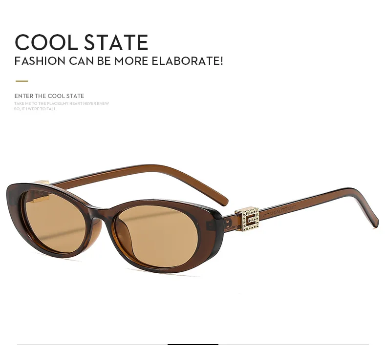 Luxus Weibliche Sonnenbrille Mode Mit Diamanten Sonnenbrille Ins Trendy Kleine Cat Eye Für Frauen Brillen Gafas De Sol – Detail 2