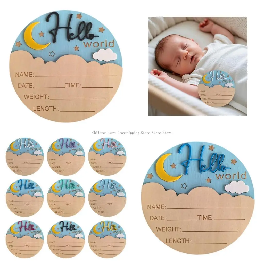 

Знак рождения новорожденных из натуральной древесины, табличка для объявления круглой формы для раскрытия пола, реквизит для на