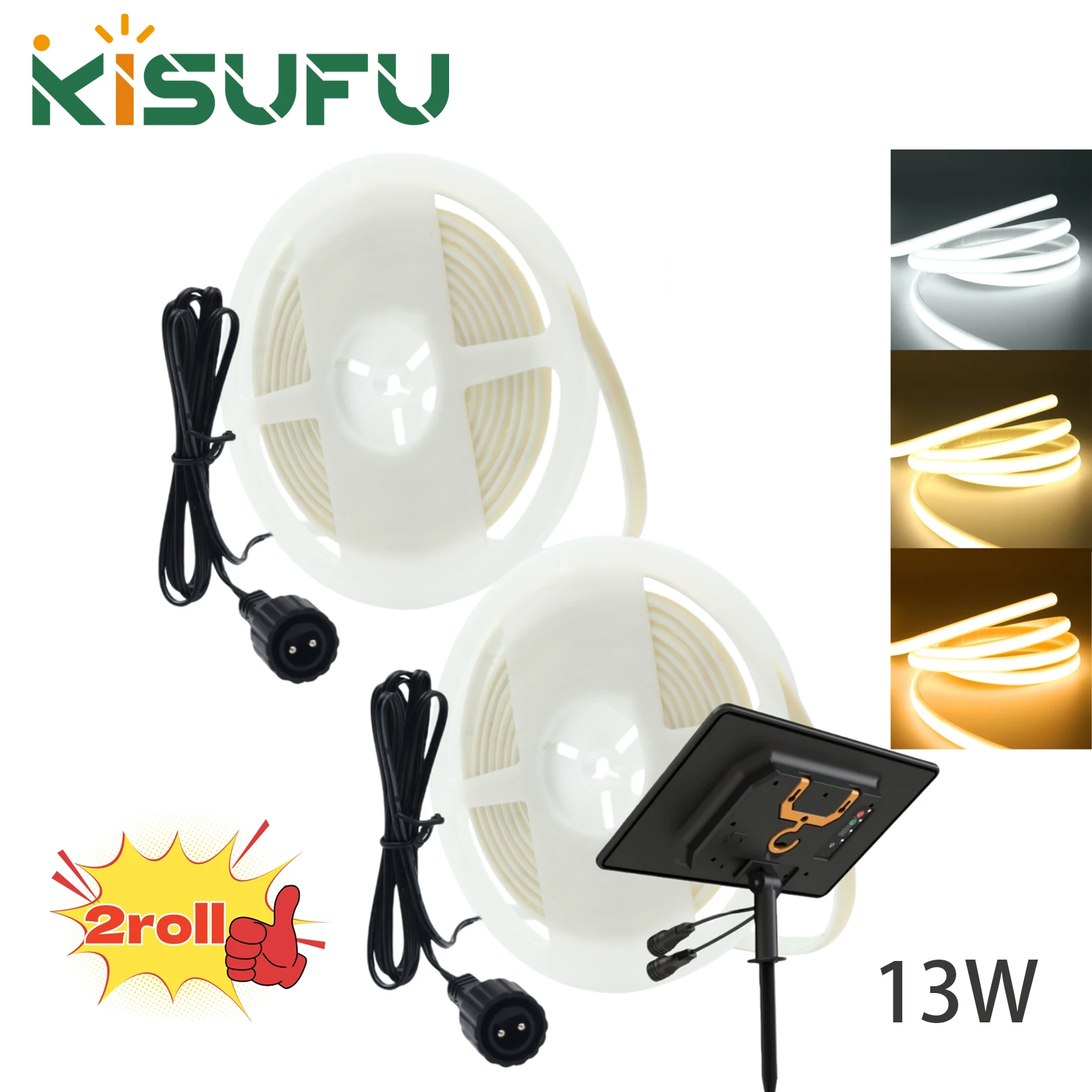 

Светодиодная неоновая лента COB на солнечных батареях 24В, 13Вт, с двойным выходом, 320 светодиодов/м, белая, естественная теплая, IP67, высокая плотность, для внутреннего и наружного декора