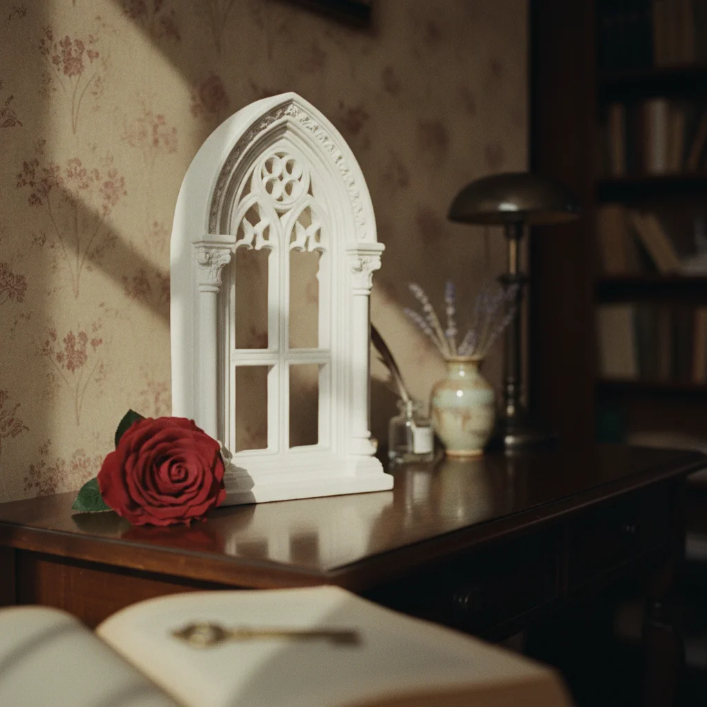 Miniature Window Scene Molded Frame Lattice Window Prop Openable