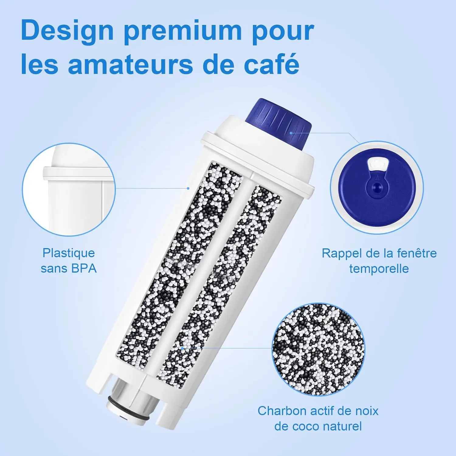 فلتر DLSC002 لـ Delonghi، مرشحات لـ Delonghi Magnifica s، Dinamica، ECAM، ESAM، EPAM، ETAM، Primadonna، BCO، ماكينة القهوة EC680