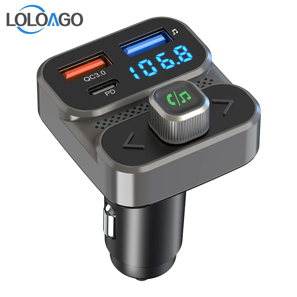 

Автомобильный FM-трансмиттер LOLOAGO, Bluetooth MP3-плеер, беспроводной FM-модулятор PD/QC3.0, быстрое зарядное устройство, автомобильные аксессуары