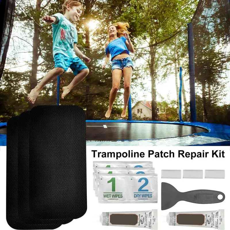 12pc Trampoline Patch Repair Kit Rectangular Large Size Trampoline Mat Repair Set For Tear Or Hole Fixing Wear-resistant