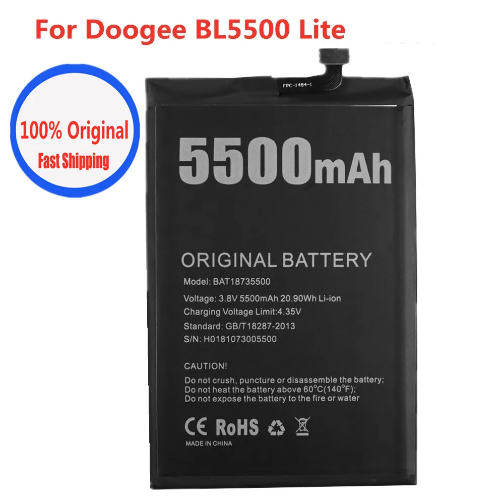 

Оригинальный запасной аккумулятор 5500 мАч BAT18735500 Для DOOGEE BL5500 Lite, высококачественные телефонные аккумуляторы, аккумулятор стандарта