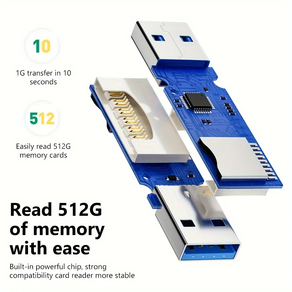 قارئ بطاقات متعدد 2 في 1 صغير عالي السرعة USB 3.0/2.0 محول محرك فلاش لتخزين بطاقة Micro SD TF
