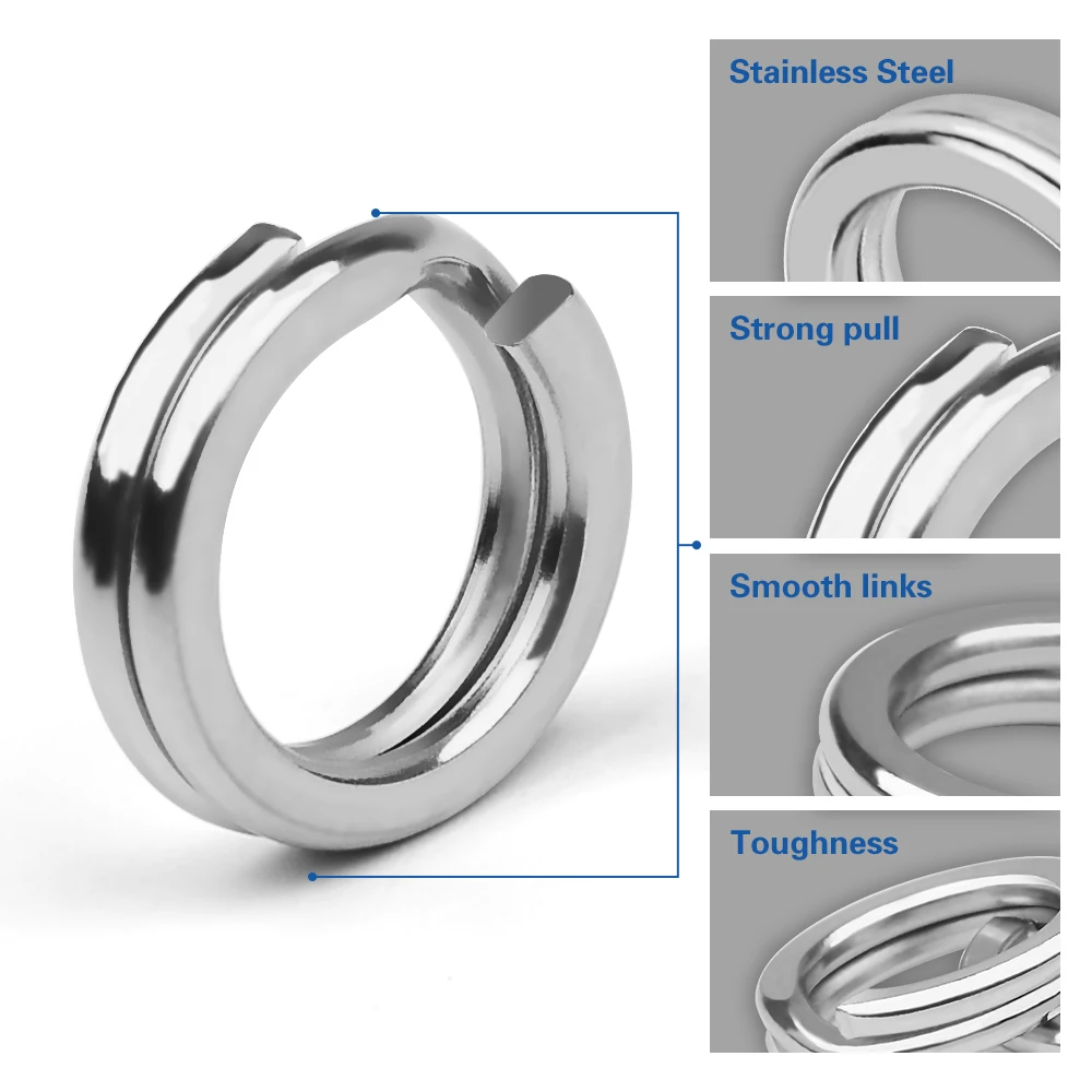 Probe ros 30 teile/los Edelstahl Doppels chicht Angeln Split Ringe 0-8 # Angeln Stecker Zubehör Tackle Großhandel