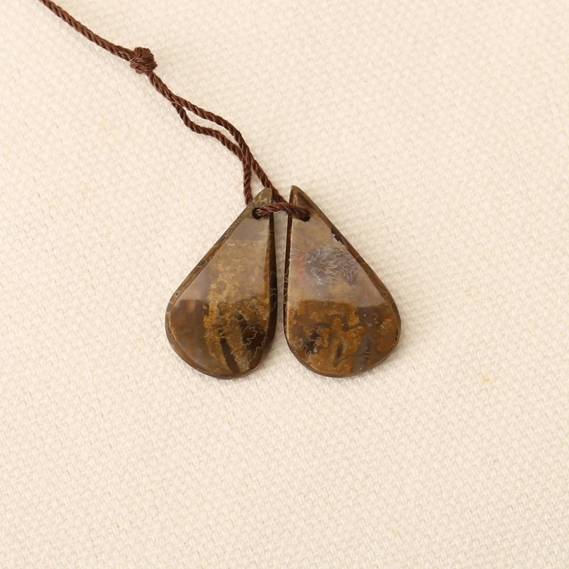 

Natural Ammonite Handmade Earring Beads 23x13x4mm Unique Jewelry Making Supplies Matched Pair Earring Accessories 3.5g