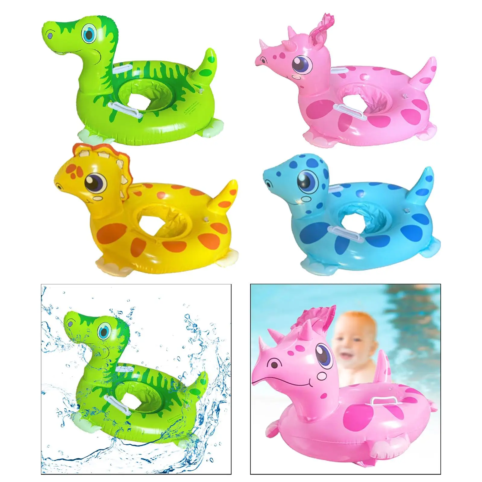 Jouets de piscine gonflables en forme de dessin animé pour garçons et filles, flotteurs de plage d'été, radeau d'eau, anneaux de dinosaure