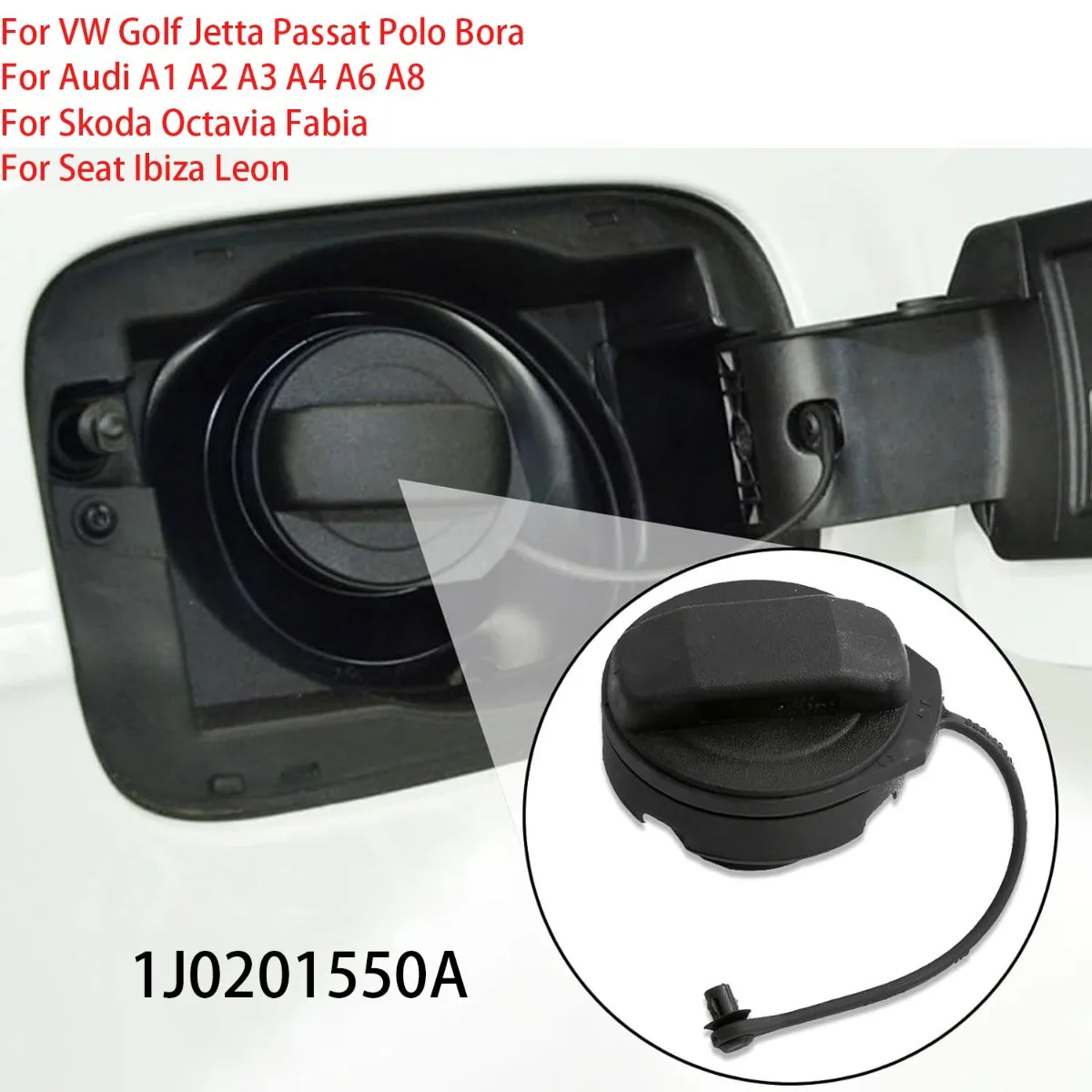 

Gas Cap Fuel Cap 1J0201550A replacement for VW Golf Jetta Passat polo Audi A1 A2 A3 A4 A6 A8 Skoda Octavia for Seat Ibiza Leon