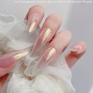 ضوء القمر لؤلؤة مسمار بودرة لتزيين مانيكير ، أورورا وميض ، مرآة بيضاء صبغة كروم ، فرك الغبار ثلاثي الأبعاد ، جل البولندية ، 1 مربع أفضل 8 بودرة أظافر من الكروم مبيعا - رقم 6