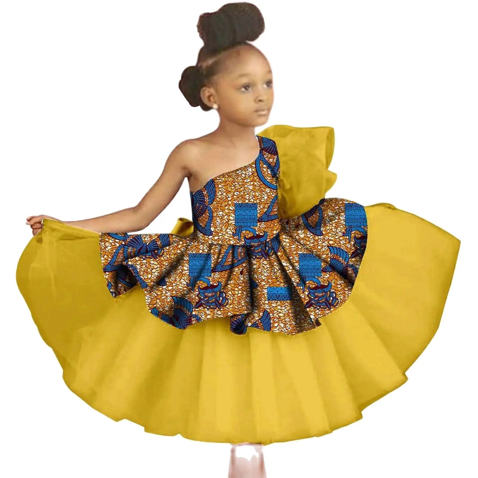 Sale! Red Cute Flower Black Girls Dress Ruffle Puffy Ball Gowns African Child Dress For Wedding First Communion Photo Shoot