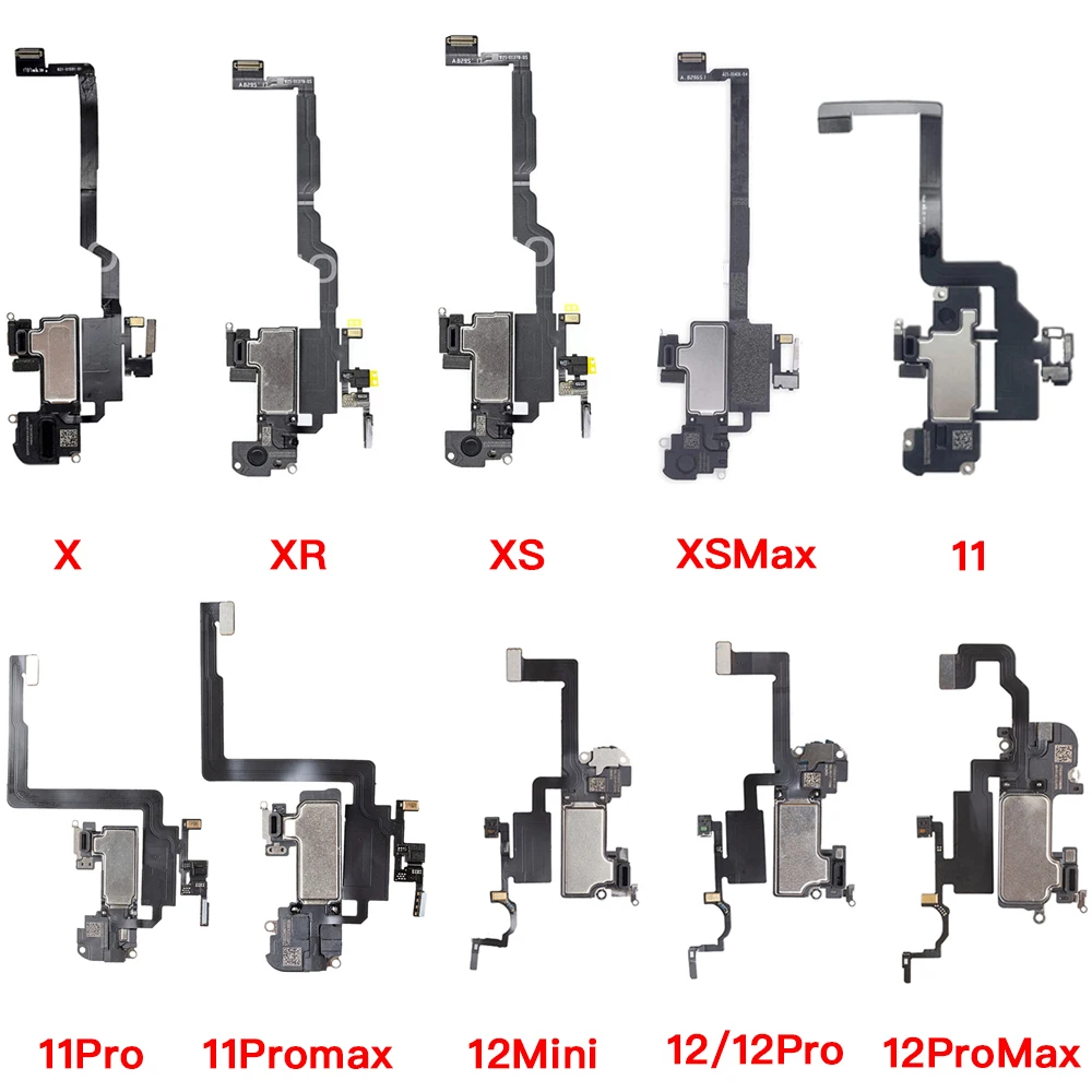 Ear Speaker With Flex Cable For iPhone X XR XS 11 12 Mini Pro Max Earpiece Include Mic Light Sensor Replacement Parts