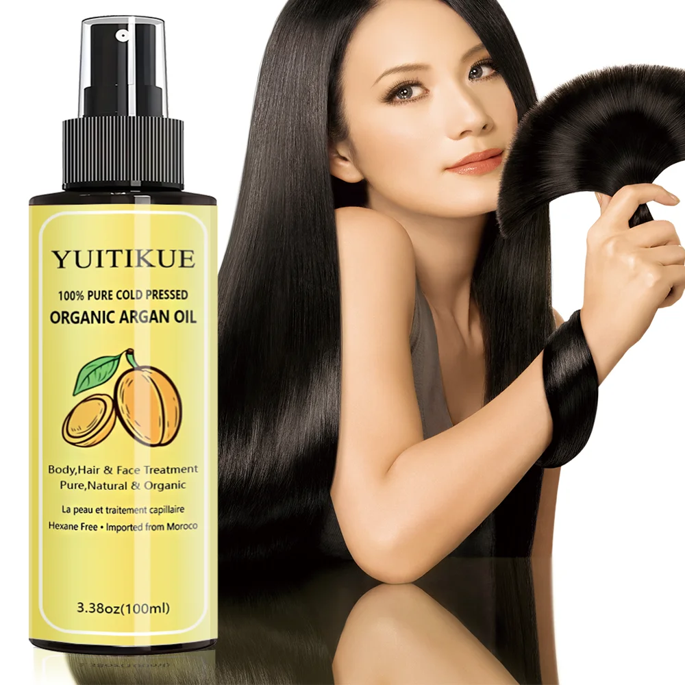 YUITIKUE 100% Pure Argan Hair Oil, Natural Organic, Hydrating & Frizz Control for All Hair