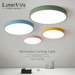 Circular LED Macaron Luz de Teto, Simplicidade Nórdica, Luminária Colorida, Sala de Estar, Quarto, Estudo, Sala de Jantar, Varanda, Iluminação