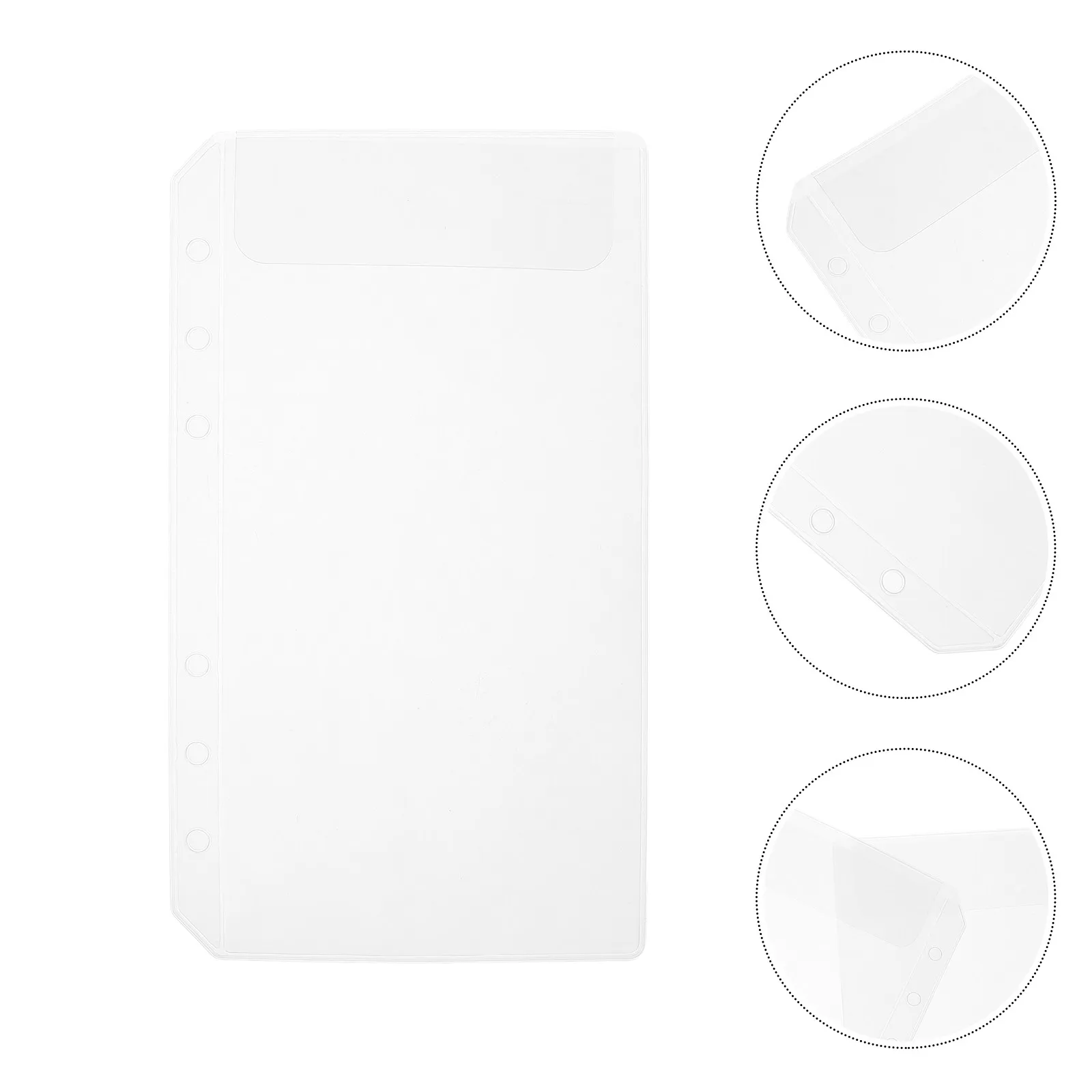 

10Pcs Transparent PVC Binder Pocket Double Holes Bill Storage Pouch for A5 Loose Leaf Documents Office School Business Organizer