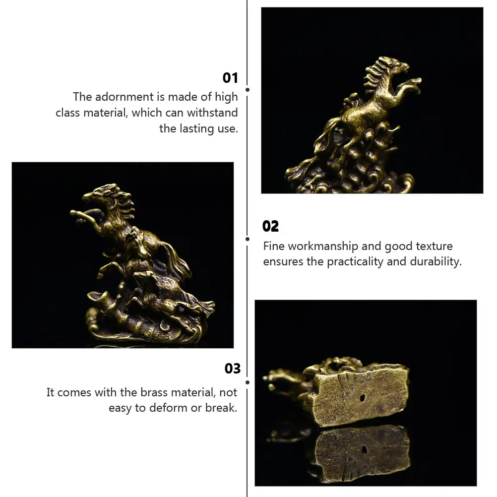 

2Pcs Brass Steed Decor Material Creative Unique Desktop Adornment Festival Gift Brass Adornment Crafts Decor