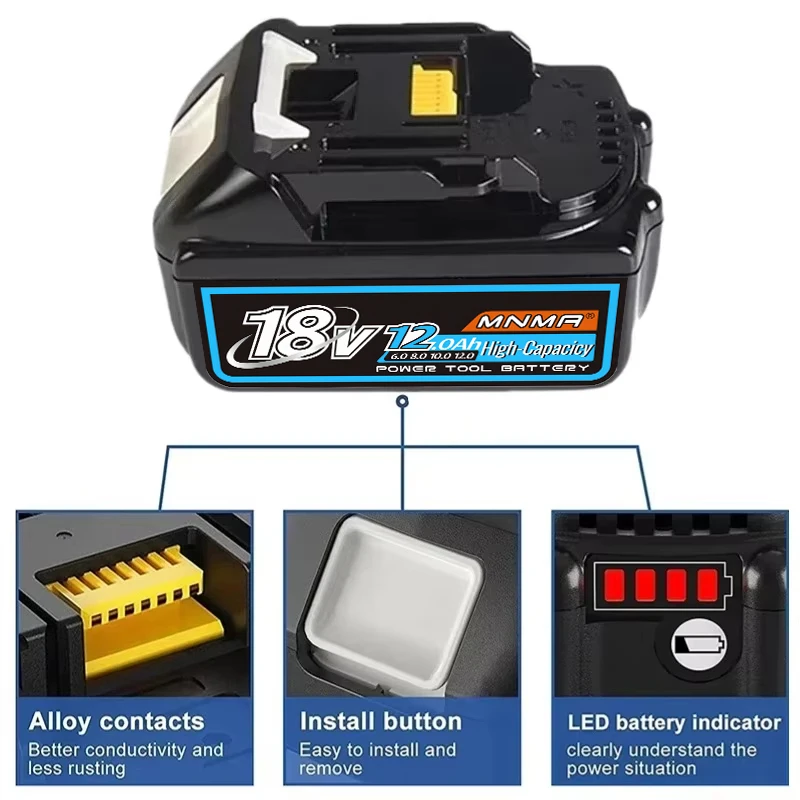 Para batería Makita de 18V, batería recargable de 18V y 12,0Ah, herramienta eléctrica BL1830 BL1840,BL1850,BL1860B, batería de herramienta de litio Makita